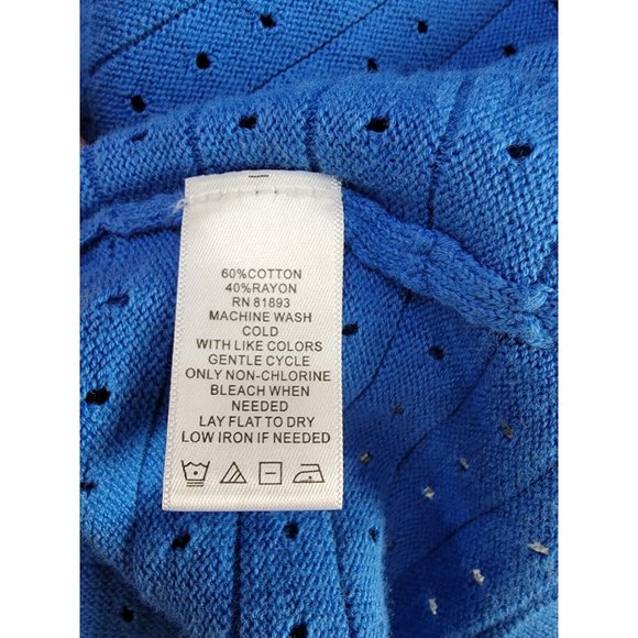 C Wonder Large blue‎ eyelet pattern, open front cardigan - Picture 3 of 8